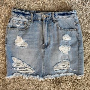Forever 21; High-waisted denim jean skirt; Size small